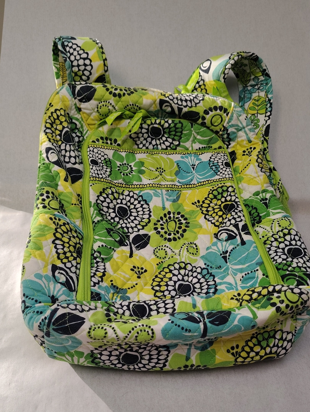 Vera Bradley Quilted Laptop Backpack in Lime's Up